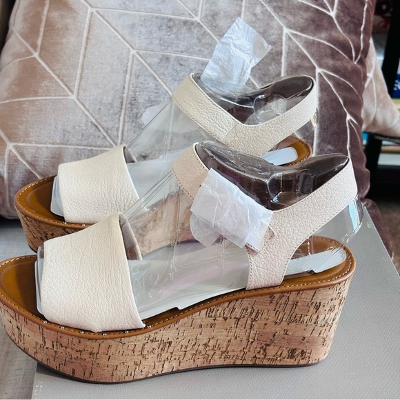 Franco Sarto Womens Julius Leather Open Toe Cork Platform Wedge Sandals,Size 9.5 - Picture 5 of 8